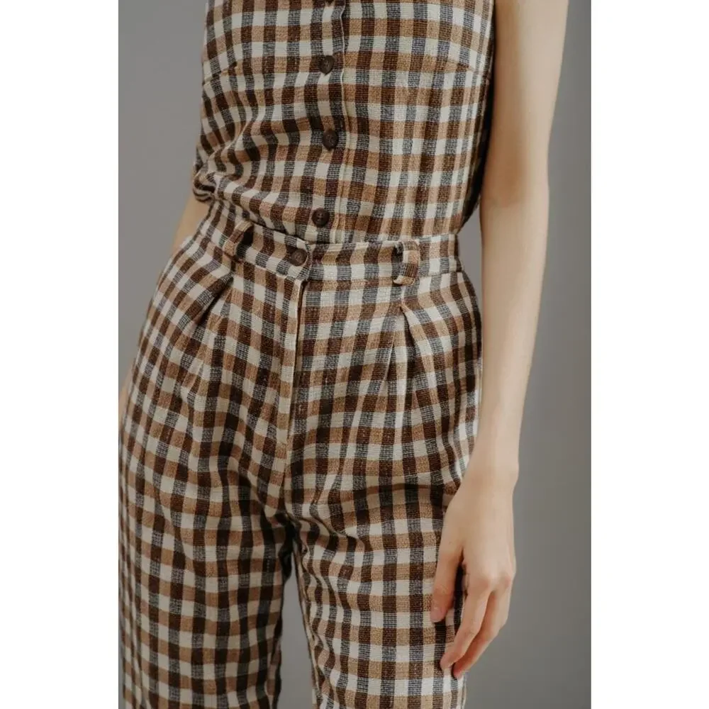 Rita Row EUC Brown Gingham Cotton Blend Bonj Trousers Pants S